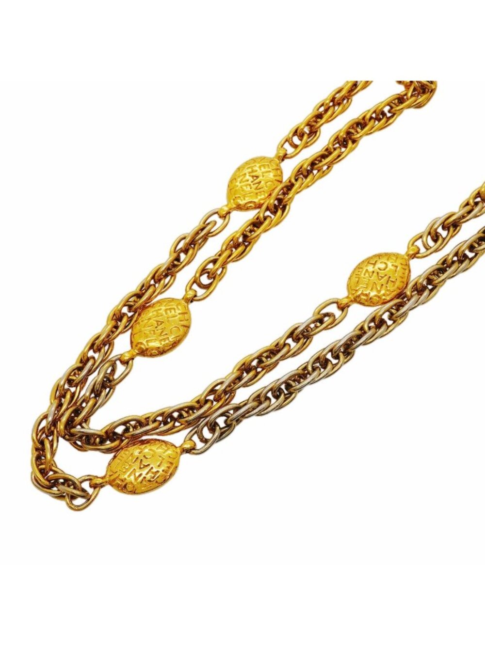 Chanel Necklace Vintage Logo Gold Plated